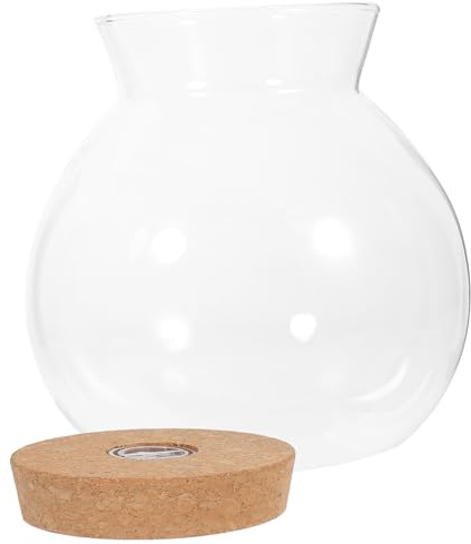 SEWACC Ökologische LED Glasflasche mit Korkdeckel Selbstgemacht Kleiner Terrarium und Aquarium mit Zylindrischer Form für Wohnraumdekoration mit Moos und Wasserpflanzen