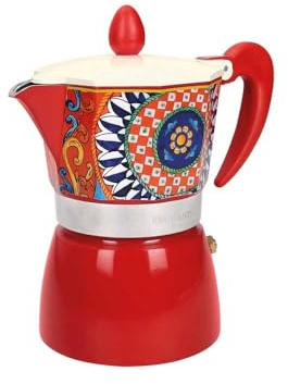 BRANDANI Caffettiera Teresa Rossa 3 Tazze Alluminio