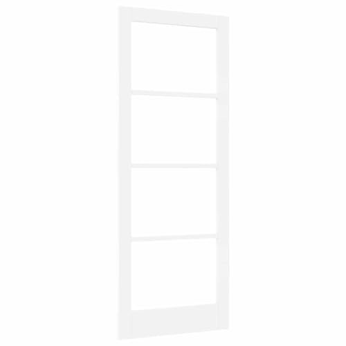 Qnhdfrt Innentür ORKDAL aus Massivholz Kiefer, Zimmertür mit Glaseinsatz, 83 x 211 cm, weiß grundiert, moderne Holztür für Schlafzimmer, Wohnzimmer und Innenausbau