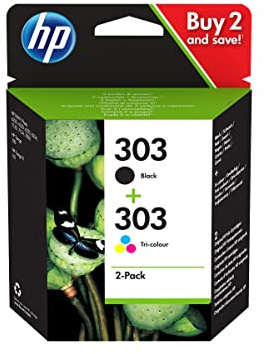 HP 303 Druckerpatronen 2er-Pack Schwarz Color für Envy Photo 6220 6230 6232 6234 7120 7130 7164 7820 7822 7830 7855 7858 Envy Inspire 7220e 7221e 7224e 7255e 7920e 7921e 7924e 7925e 7955e 7958e 7990e