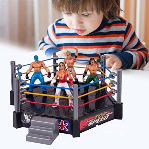 Chiyyak Lustiges Wrestling-Ring-Set, Flexibles -Action-Spielzeug für, 15,5 cm Großes Wrestling-Spielzeug aus Kunststoff für 3–14 Jahre (Grau)