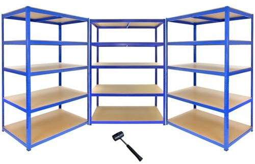 Monster Racking 5 Bay Warehouse Shelving/Shed Storage/Garage Racks 5 Tier 120cm x 45cm x 180cm T-RAX + FREE Rubber Mallet