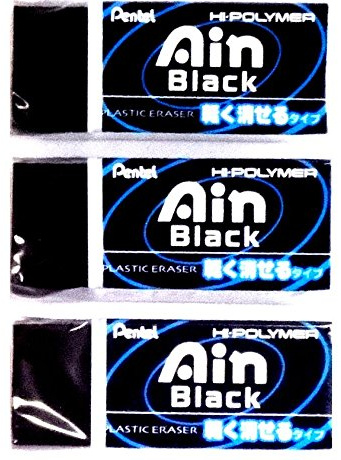 Pentel Ain Regular Size Eraser, Black (ZEAH06A), (Japan Import) [Komainu-Dou Original Package] by Pentel Ain