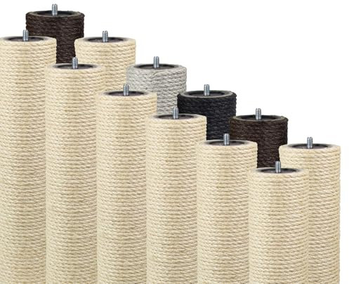 Kratzbaumland 9 cm Endstamm mit Stehbolzen, Ersatzstamm für Kratzbaum: Länge: 60 cm, Gewinde - 8 mm (M8), Farbe des Sisalseils: Natur