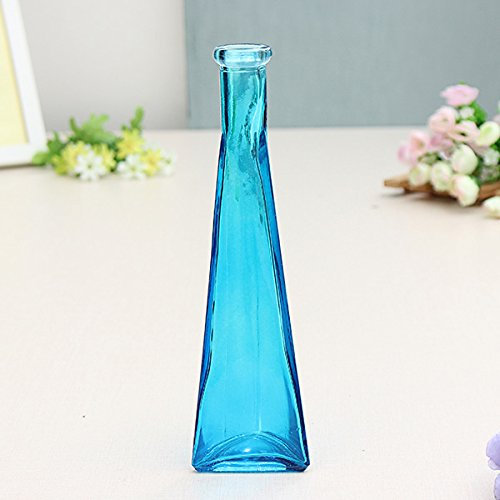 Color Clear Mini Glass Vase Zakkz Flower Bottle Glass Ornaments Flower Arrange Home Decor -blue