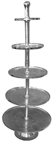 Klocke Etageren Aluminium Antik XL Etagere - Höhe 165cm - Farbe: Silber - 5-Stöckig - Moderner Stil - Sehr Große & Hochwertige Dekoetagere/Metalletagere/Silberetagere