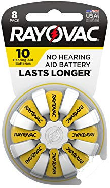 Rayovac 10-8 Size 10 75mAh1.45V Zinc Air Hearing Aid Batteries - 8 Piece