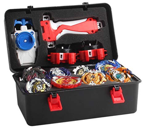 CUTICATE 12 Stück Kampfkreisel Set, 4D Fusion Modell Metall Masters Kreisel mit Launcher, Koffer und Zubehör für Kinder Spielzeug