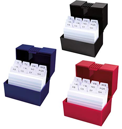 herlitz 50022939 Karteikasten A8, gefüllt mit Karteikarten und Register, farbig sortiert - keine Farbauswahl möglich!, 1 Stück
