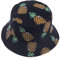 VECRY Herren Sommer Reversibel Fischerhüte - Damen Früchte Druck Sonnenhut Fishmen Faltbar Eimerhut (Ananas-Schwarz)