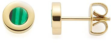 JEWELS BY LEONARDO Ohrstecker Valea 1 Paar • Ohr-Schmuck aus goldfarbenem Edelstahl • schlichter Stecker mit eingesetzem synthetischen Malachitstein • Schmuck Geschenk für Frauen • 021770