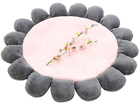 SINGID Leseecke Blume Bodenkissen Sitzkissen,Kinder Weich Bestuhlung Bodenkissen Stuhl Sofa-Pads Bereich Teppiche Mädchen Zimmer Heim Dekoration-Rosa Diameter100cm(39inch)
