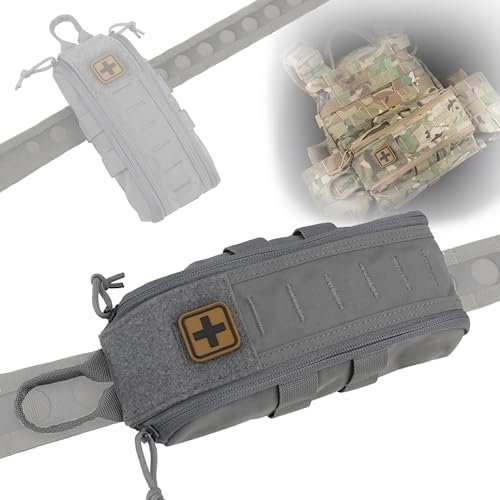 SIANKO Molle IFAK Notfalltasche, Erste-Hilfe-Sets, EMT Tasche, Outdoor-Sport, Jagd, Airsoft-Zubehör, Weste, Gürtel, Rucksack, Erweiterungstasche, Grau