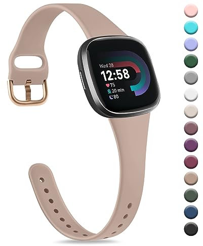 Wanme für Fitbit Versa 3 Armband/Fitbit Versa 4 Armband/Fitbit Sense Armband/Fitbit Sense 2 Armband für Damen Herren, Silikon Armbänder, Dauerhaft Dünnes Sport Ersatz Uhrenarmband