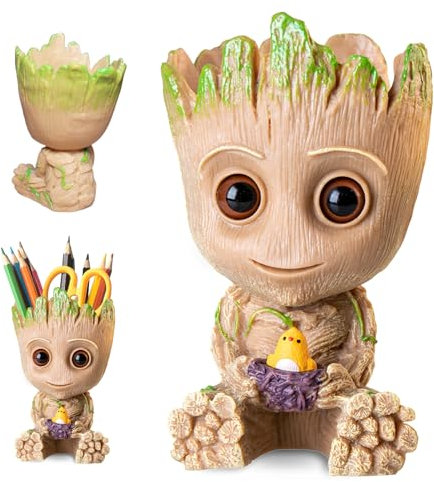 SHRADS Blumentöpfe, Groot Plant Pot, Bürodekorationen, Cartoon Stifthalter, kreative Geschenke für Erwachsene und Kinder, geeignet für die Aufbewahrung von Stiften, Heimdekoration