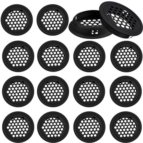 DIKEBAO 20 Pezzi Griglia di Ventilazione per Guardaroba in Acciaio Inox Rotondo Griglia di Ventilazione Foro per Sfiato Aria Griglie di Ventilazione per Cucina Armadi Scarpe Armadietto, Nero