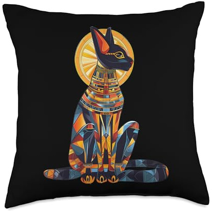 Bastet Abstract Art Bast Ailuros Throw Pillow