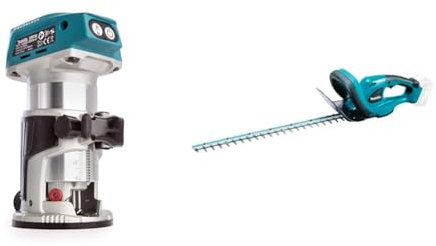 Makita DRT50ZJ 18V Li-Ion LXT Brushless Router Trimmer Supplied in A Makpac Case - Batteries and Charger Not Included & DUH523Z 18V Li-Ion LXT 52cm Hedge Trimmer - Batteries and Charger Not Included