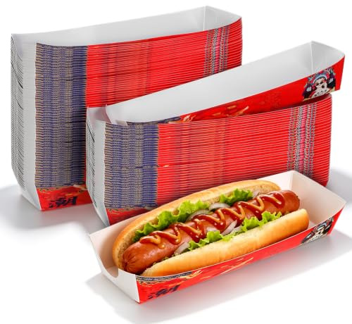 iplusmile Hot Dog Lebensmittel Container 100 Stücke Papier Boxen Hot Dog Trays Papier Lebensmittel Lagerung