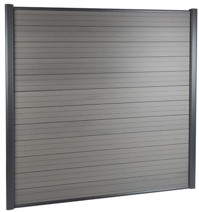 casa pura Sichtschutz Zaun für Garten, WPC Zaun grau Gartenzaun Komplettset 180 x 180 cm mit WPC Zaunlamellen & WPC Zaunpfosten als Sichtschutzzaun und Windschutz für Garten und Terrasse (WPC Pfosten)
