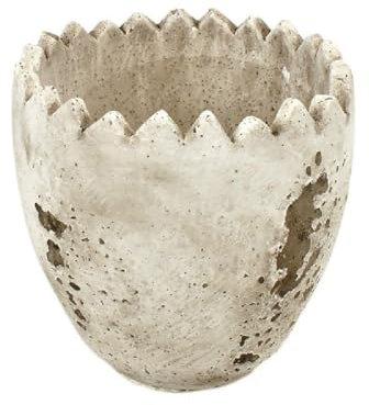 Decpero Eierschale Übertopf I 1 Stück I weiß antik I Ø 11,5 cm H11,5 cm I Zement