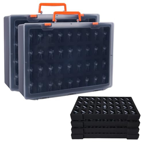 TONYLAIJIANTAO 2PcsMiniature Storage Sturdy Carrying Figure Case-144 Slot Sturdy Figurine Suitcase with 2 Layers of Foam,Compatible with Dungeons & Dragons and More (Black)