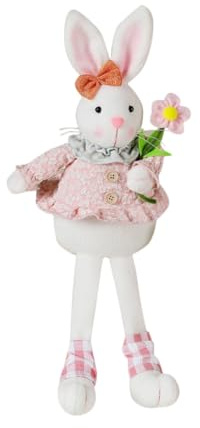 VICASKY Niedliche Osterhasen Deko Plüschfigur Sitzender Rosa Hase Langlebiges Material Lebensechte Osterparty Dekoration für Wohnzimmer Schlafzimmer Garten Perfektes Kuscheltier und