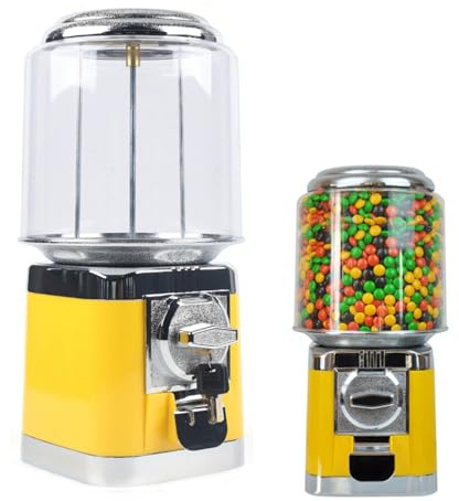 Gumball Machine, Candy Machine, 16H Home Candy Vending Machine, Commercial Automatic Bubble Gum Dispenser, Coin Operated Gumball Bank for Shopping Mall Hall Movie Theater Shop (Yellow)