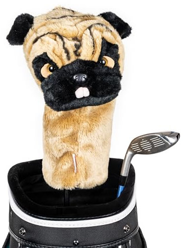 Daphne's Headcovers Pug Schlägerhauben, Dunkelbraun, Beige, 460 cm³