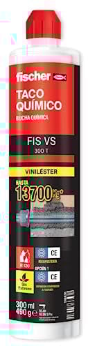 FISCHER, Fis Vs 300 T taco quimico para fijación en hormigón, ladrillo hueco para toldos, placas solares, negro, marquesinas (300 ml)