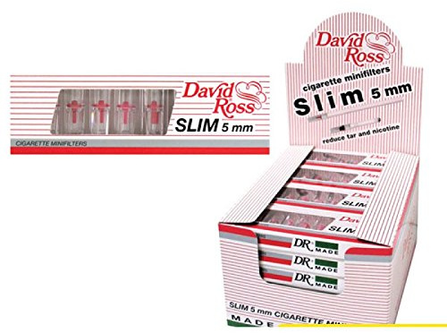 Full box of 24 packs, David Ross, slim, 5 mm, 10 tar filter, each pack, extra slim tips, 5 mm, total 240 filters