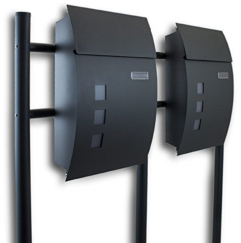 BITUXX® Doppel Standbriefkasten Briefkasten Postkasten Mailbox Letterbox Briefkastenanlage Dunkelgrau Anthrazit