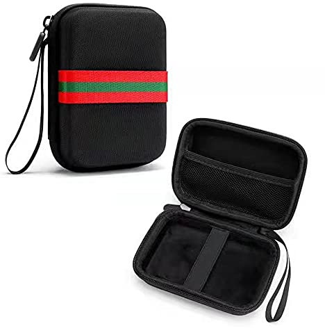 iLieber Tragbare Schutzhülle für HP Sprocket Tragbarer Fotodrucker, PU-Leder, stoßfest, Schlüsselanhänger und Seil zum Tragen Ihres HP Ritzels tragbaren Fotodruckers und Papiertasche schwarz Schwarz