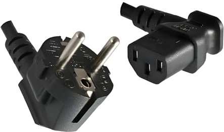 DINIC Stromkabel, Netzkabel CEE 7/7 auf C13 90 Grad abgewinkelt, 3-polig, VDE (3,00m, Links gewinkelt, schwarz)