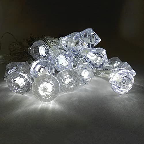 12 x Solar-Garten-Party-Lichterketten Diamant, 24x LEDs, inklusive 1x Batterie, Tisch-Fenster-Weihnachts-Baum-Kommode-Dekorations-Leuchte-Lampe (Diamant-kaltweiß)