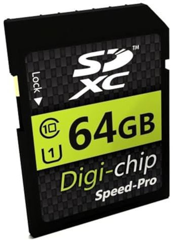 Digi-Chip 64GB SDXC Class 10 Memory Card - High Speed UHS-1 for Canon Powershot SX740 HS, SX70 HS, EOS R Digital Cameras and SLR