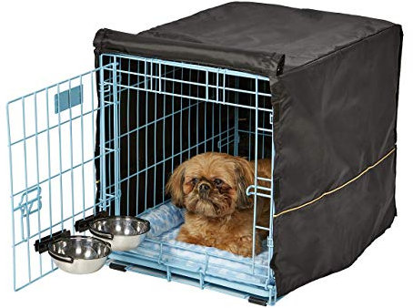 MidWest Homes for Pets iCrate 1522SS-KIT Hundebox-Set, mit ca. 58 cm langer Hundebox mit Einzeltür, Haustierbett, 2 Schüsseln und Box-Abdeckung, Trenneinsatz und patentierten Funktionen, blau
