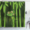 ABAKUHAUS Bambus Duschvorhang, Jungle Bäume Spaß-Frosch, Stoffliches Gewebe Badezimmerdekorationsset mit Haken, 175 x 180 cm, Grün