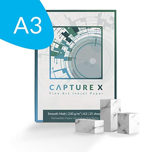 CAPTURE X Smooth Matt, 230g/m², A3, 25 Blatt Box - reinweiß, glatt - Fine Art Paper