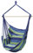 ECD Germany Chaise Fauteuil Suspendu avec 2 Coussins, Jusqu'à 120 kg, Bleu/Vert, en Coton/Bois Dur, Intérieur et Extérieur, Siège Balançoire Relaxation, Hamac Chambre Patio Pont de Bateau Jardin Cour
