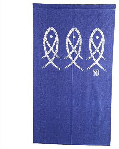 Agatige Cortinas de Entrada japonesas, Cortinas de Puerta Transpirables Suaves Decorativas con Estampado de Peces, persiana divisoria para Sala de Estar, Cocina, dormitorio150 x 85 cm
