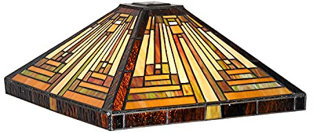Capulina Tiffany Lampenschirm Mission Bernsteinbraun Buntglas 40,6 cm | Zubehör-Ersatz, für Tischlampe, Stehlampe