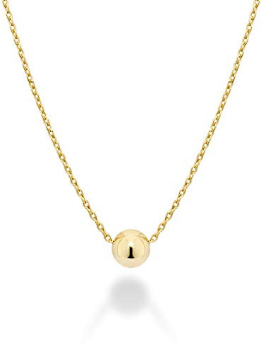 Miabella 925 Sterling Silver or 18K Yellow Gold Plated Italian 5mm Slide Bead Ball Pendant Necklace for Women Chain Made in Italy, Sterling Silver, No Gemstone