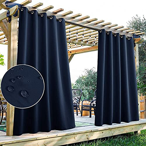 StangH Marineblaue Vorhänge für den Außenbereich, wasserdichte Vorhänge für Terrasse, mit Ösen, Verdunkelung, wärmeisolierte Vorhänge Veranda/Pergola/Lanai, B 177,8 x L 241,3 cm, Marineblau,1 Paneel
