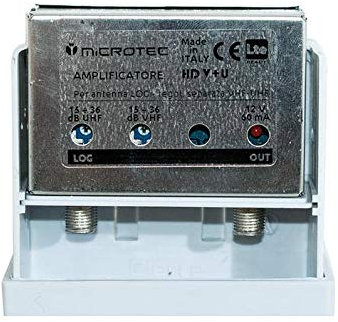 ECI ELETTROFORNITURE 60.112111N Amplificatore da palo 1 ingr. log. regolazione separata VHF-UHF 18÷36dB, connett. F, mod. HD V+U - LTE READY