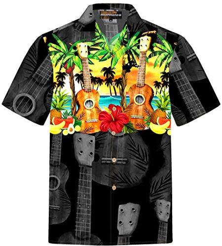 Hawaiihemdshop Hawaii Hemd | Männer | Baumwolle | Größe S - 8XL | Kurzarm | Hawaiihemden | Strand | Beach | Palmen | Meer | Aloha | Kokosnuss-Knöpfe | Hawaiihemd Herren