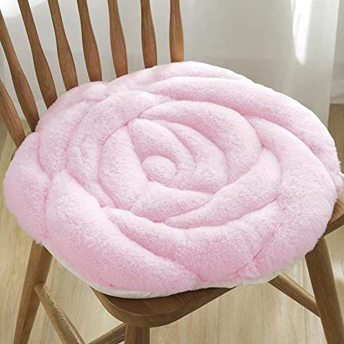 Astarama Rose Stuhlkissen Flauschige Stuhlkissen Rundkissen Fleisch Weiches Plüschkissen Geeignet für Home Office Auto Sitzkissen (Rosa)