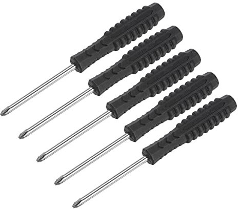 sourcing map Mini Cruciforme Tournevis, 3.0mm Croix Tête avec Antidérapant Poignée pour Petit Appareils électroménagers, 5 Pcs