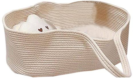Ruiqas Baby Moses Korb Bett Tragbares Handheld Baumwolle Seil Korb Infant Nest Bett Tragetasche Bassinet für Draußen Reisen Auto