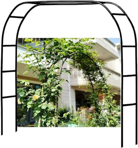MISKYN Heavy Duty Metal Garden Arch Trellis 1.2M 1.4M 1.8M 2.4M 3M 3.5M Wide Weather-Resistant Rose Arches Wedding Archway Frame, Garden Entrances Decoration Arch Stand,Black,W1.8M*H2.2M